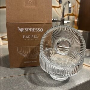 Nespresso Barista Collection Glass Bowl set and spoons